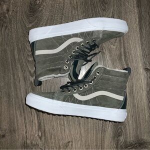 Vans High-Top Sneakers in Olive and White